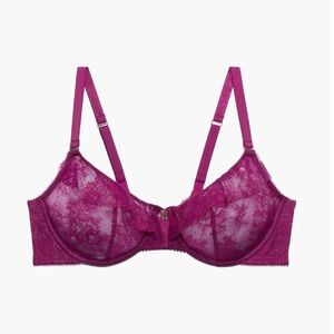 🆕 Savage X Fenty Plum Purple Lace Unlined Bra - Size: 34B
